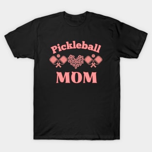 pickle ball mom, mother mommy  pink paddle ball, dink, pink floral heart T-Shirt